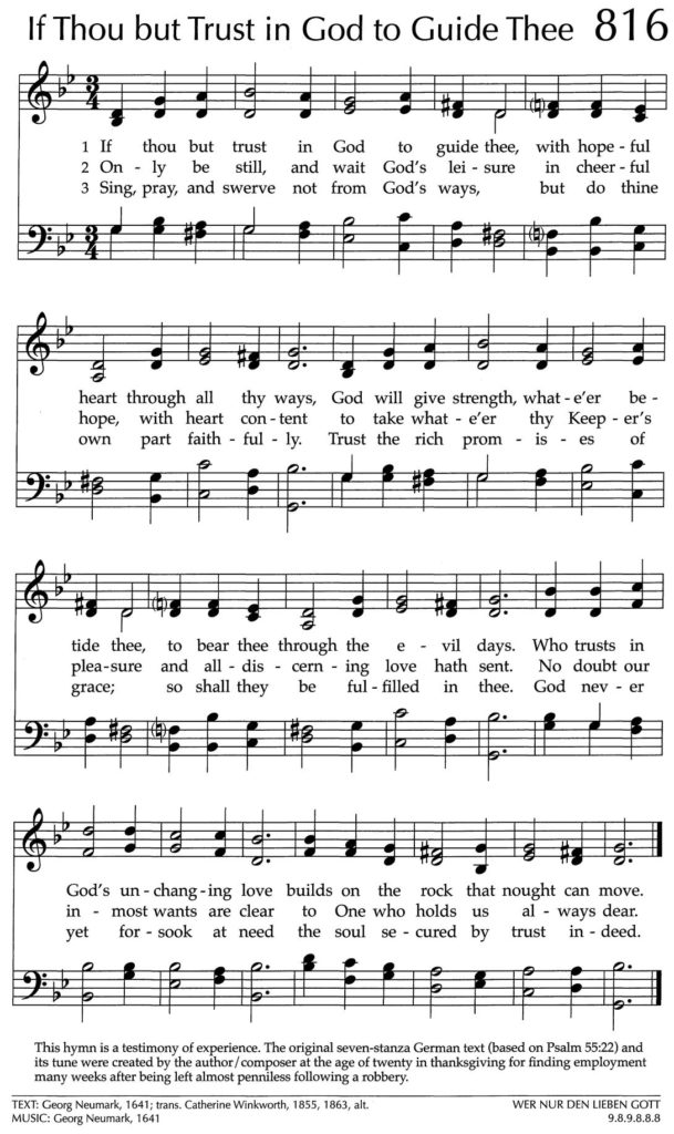 Hymnal page: "If Thou but Trust in God to Guide Thee," 816
